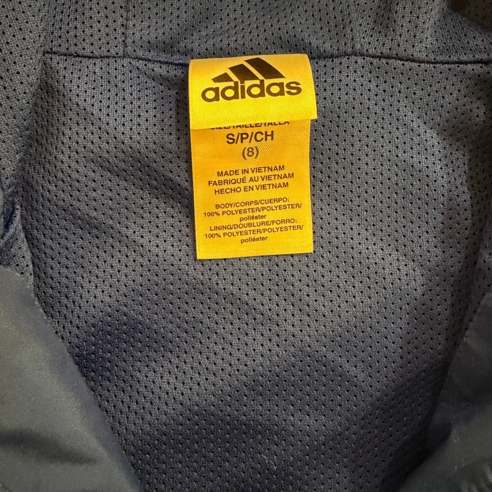 Adidas Kids Blue Hooded Track Jacket Size S 8‎ Lightweight Activewear